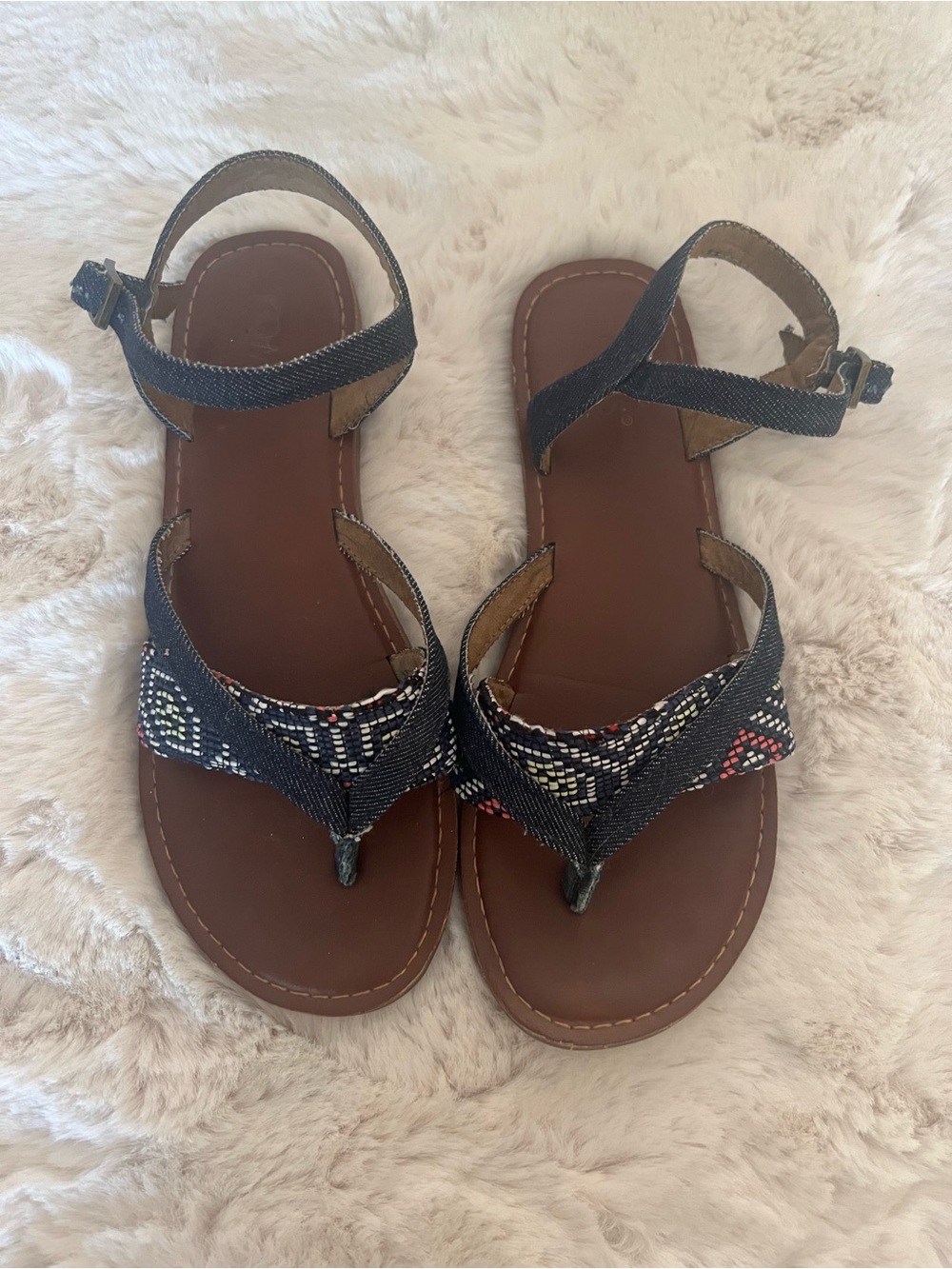 Toms Lexie Denim Strappy Sandals Women’s 7